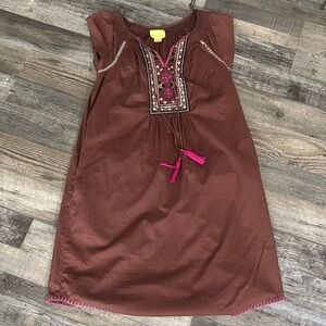 Anthropologie MAEVE Boho Embroidered Brown Dress size 2